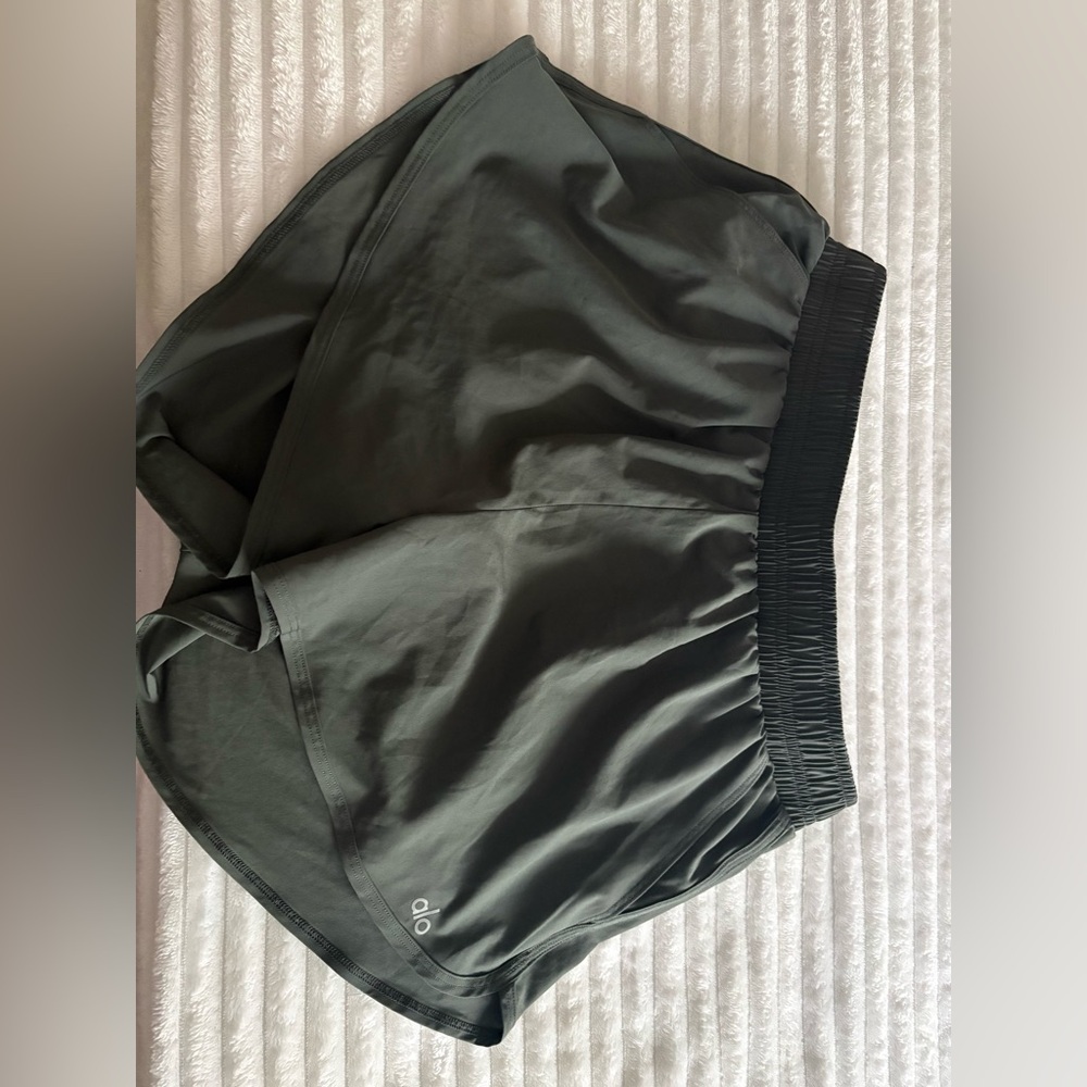 Alo Dark Olive Athletic Shorts with Elastic Waistband